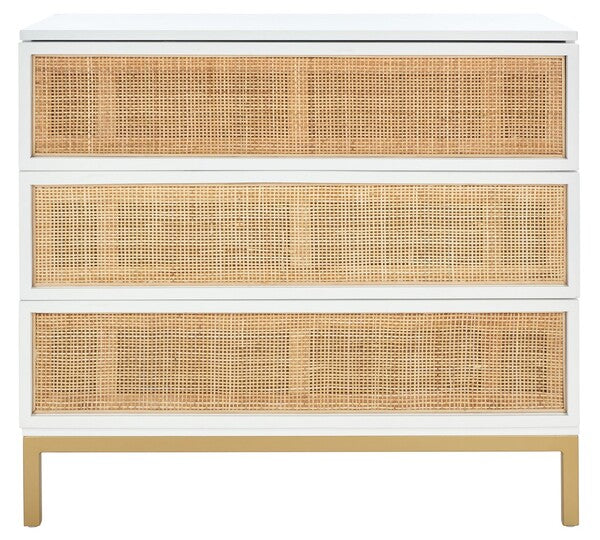 Safavieh Zadie 3 Drawer Rattan Chest, CHS5004 - White / Gold