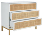 Safavieh Zadie 3 Drawer Rattan Chest, CHS5004 - White / Gold