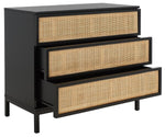 Safavieh Zadie 3 Drawer Rattan Chest, CHS5004 - Black / Black