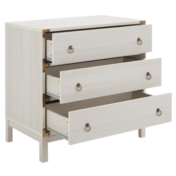 Safavieh Galio 3 Drawer Chest, CHS9600 - White / Gold