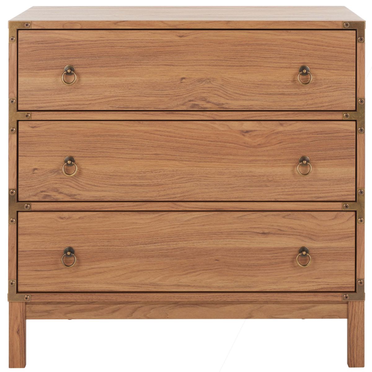 Safavieh Galio 3 Drawer Chest, CHS9600 - Oak / Gold