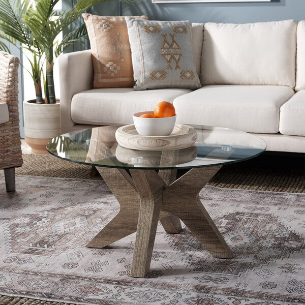 Safavieh Kaera Coffee Table, COF7011 - Multibrown / Glass 