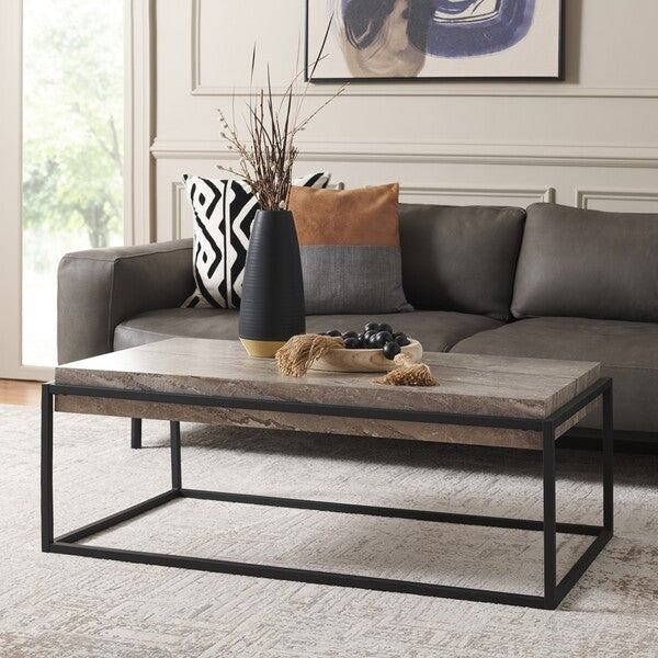 Safavieh Edgefield Coffee Table, COF7012 - Grey Faux Marble / Black