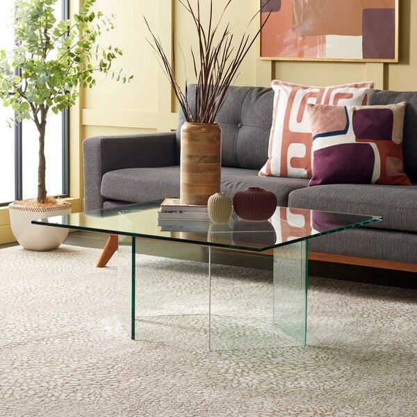 Safavieh Aerith Tempered Glass Coffee Table Cof7304 - Clear