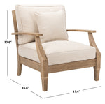 Safavieh Couture Martinique Wood Patio Armchair - Natural / White