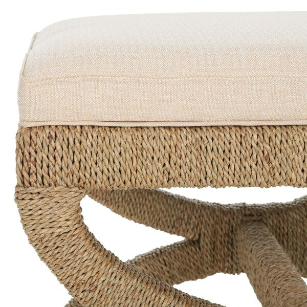 Safavieh Couture Aikan Woven Sea Grass Ottoman, CWK2007 - Natural / Beige