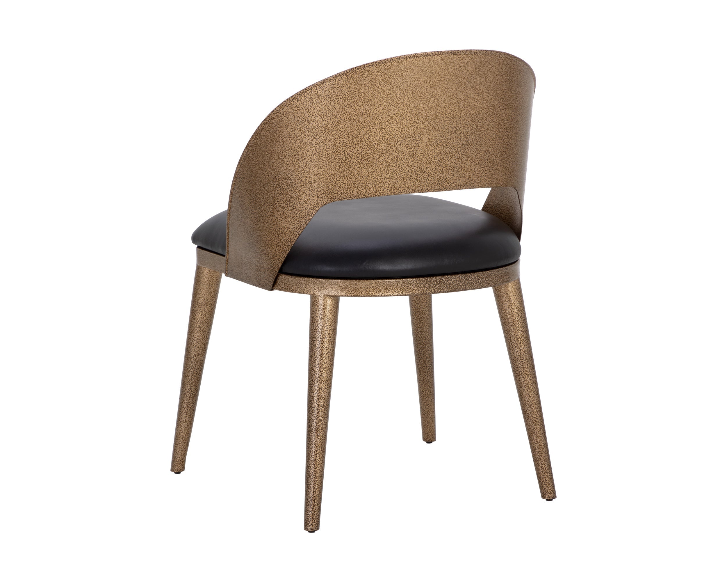 Dezirae Dining Chair - Antique Brass  Charcoal Black Leather