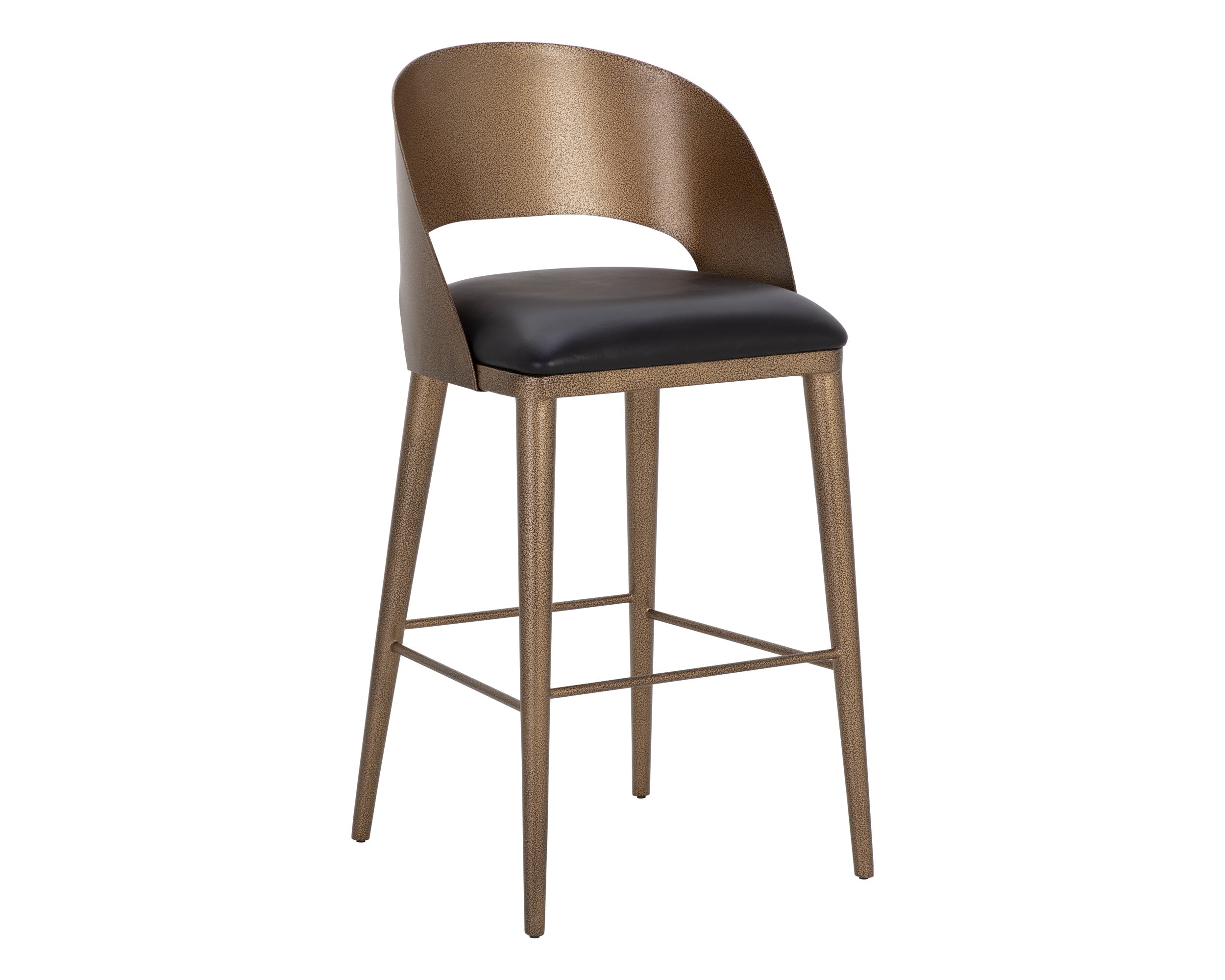 Dezirae Barstool - Antique Brass  Charcoal Black Leather