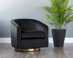 Hazel Swivel Lounge Chair - Gold  Black Sky