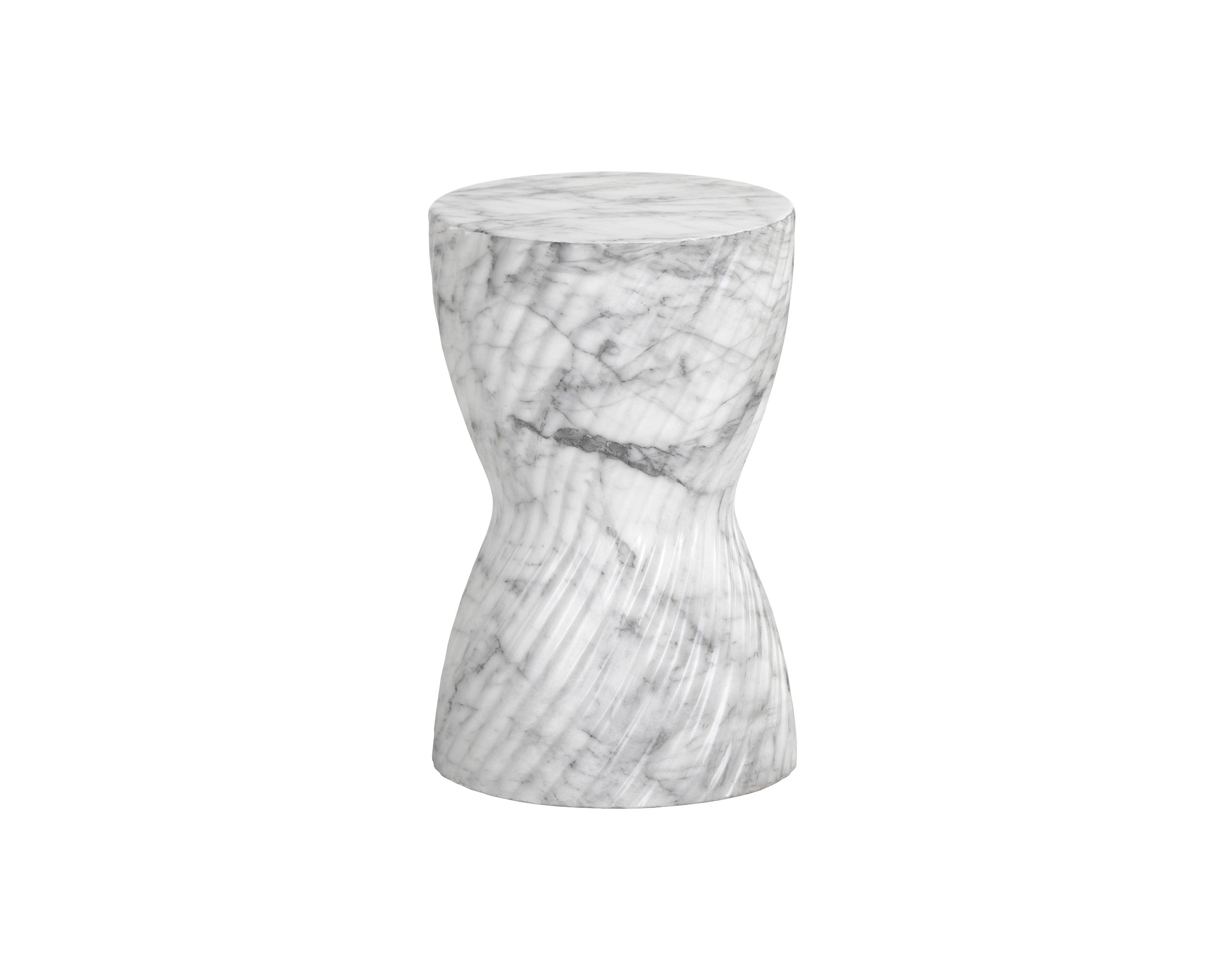 Cara End Table - Marble Look  White