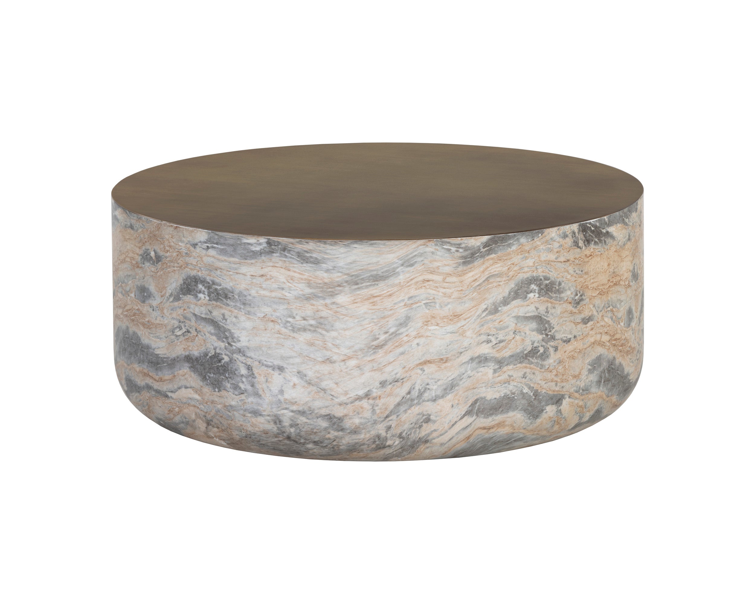 Diaz Coffee Table - Marble Look  Antique Brass