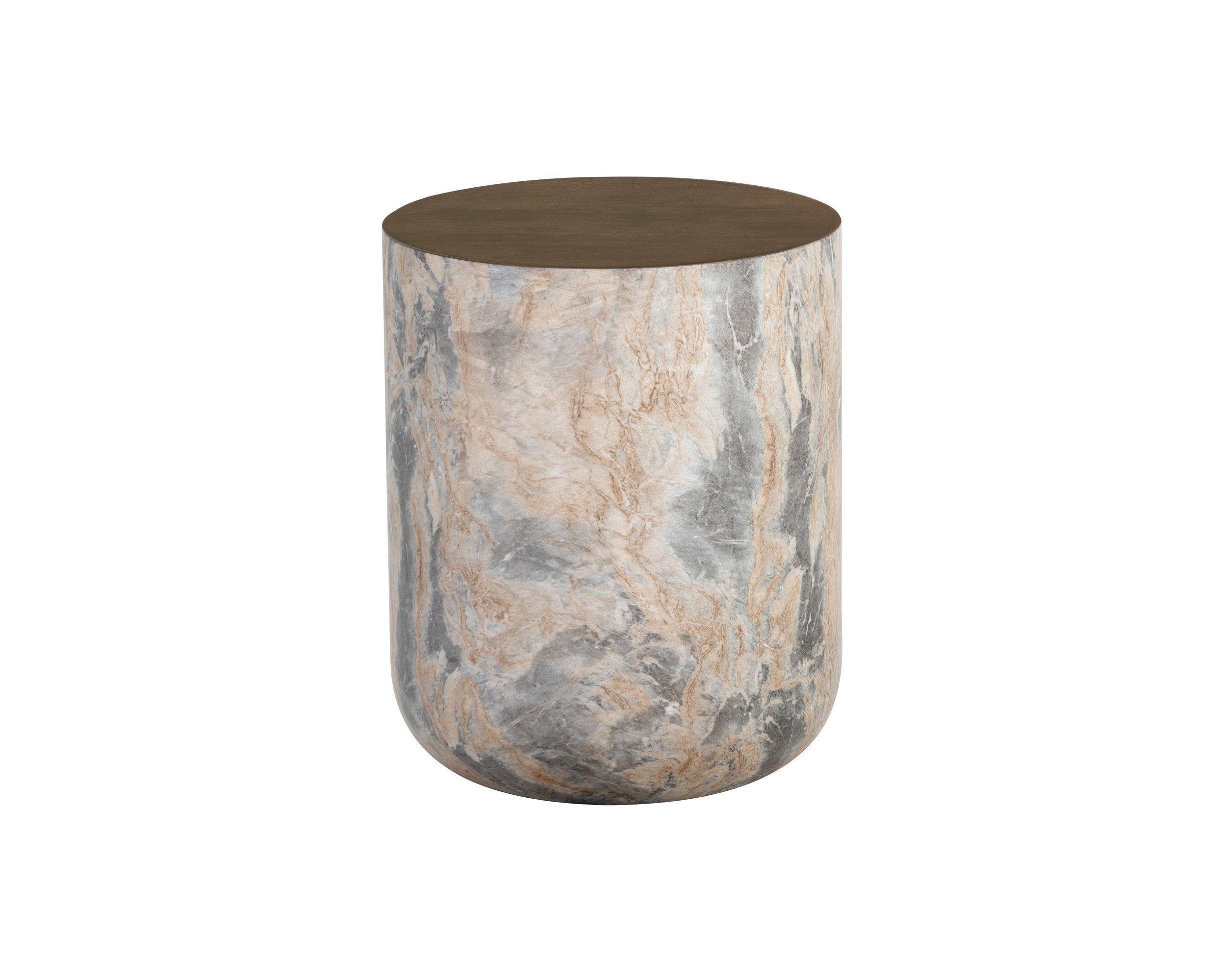 Diaz End Table - Marble Look  Antique Brass