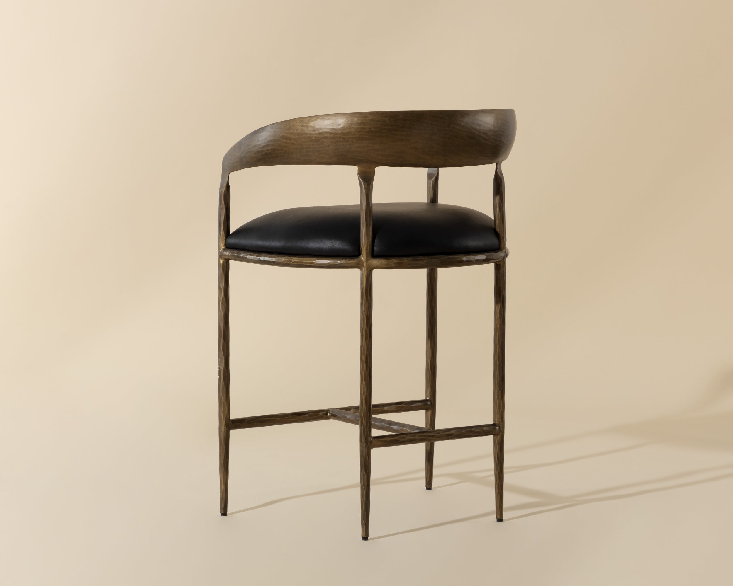 Zanatta Counter Stool - Charcoal Black Leather