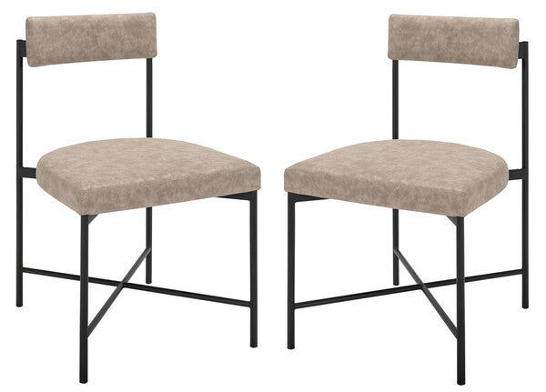 Safavieh Archer Dining Chairs (Set of 2), DCH3004 - Light Grey / Black