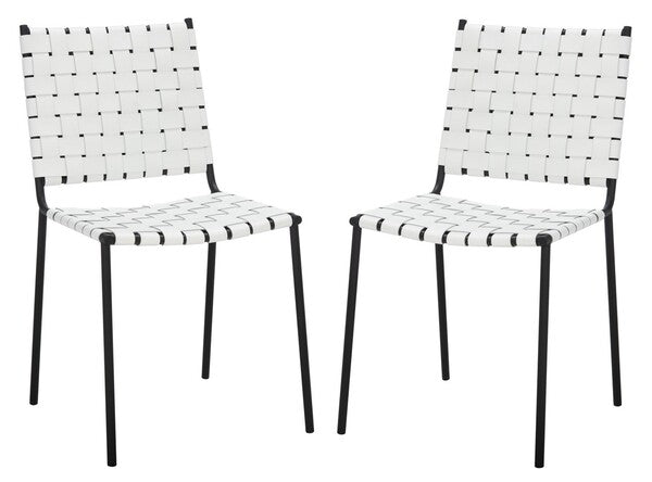 Safavieh Wesson Woven Dining Chair (Set of 2), DCH3005 - White / Black