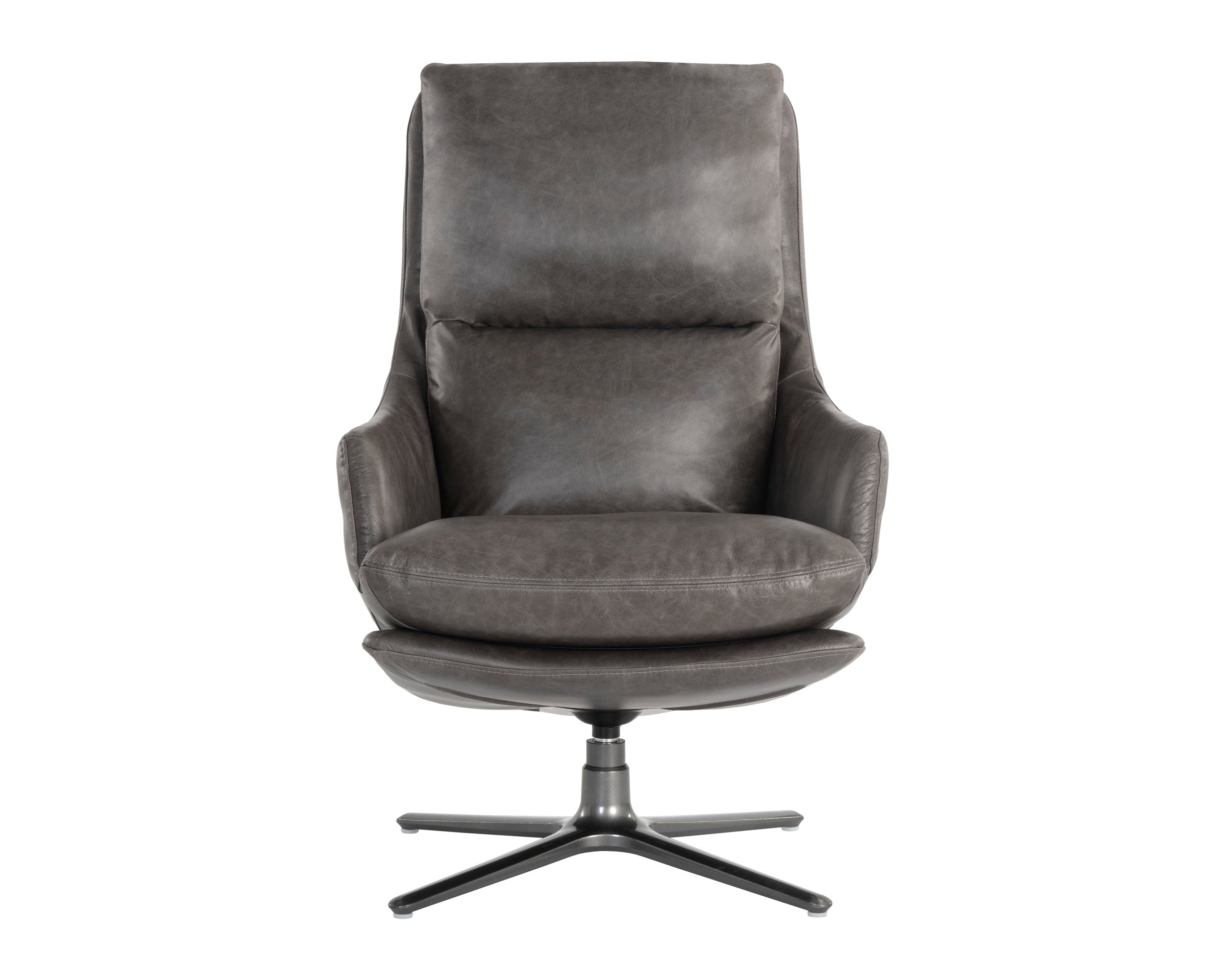 Cardona Swivel Lounge Chair - Gunmetal  Marseille Concrete Leather