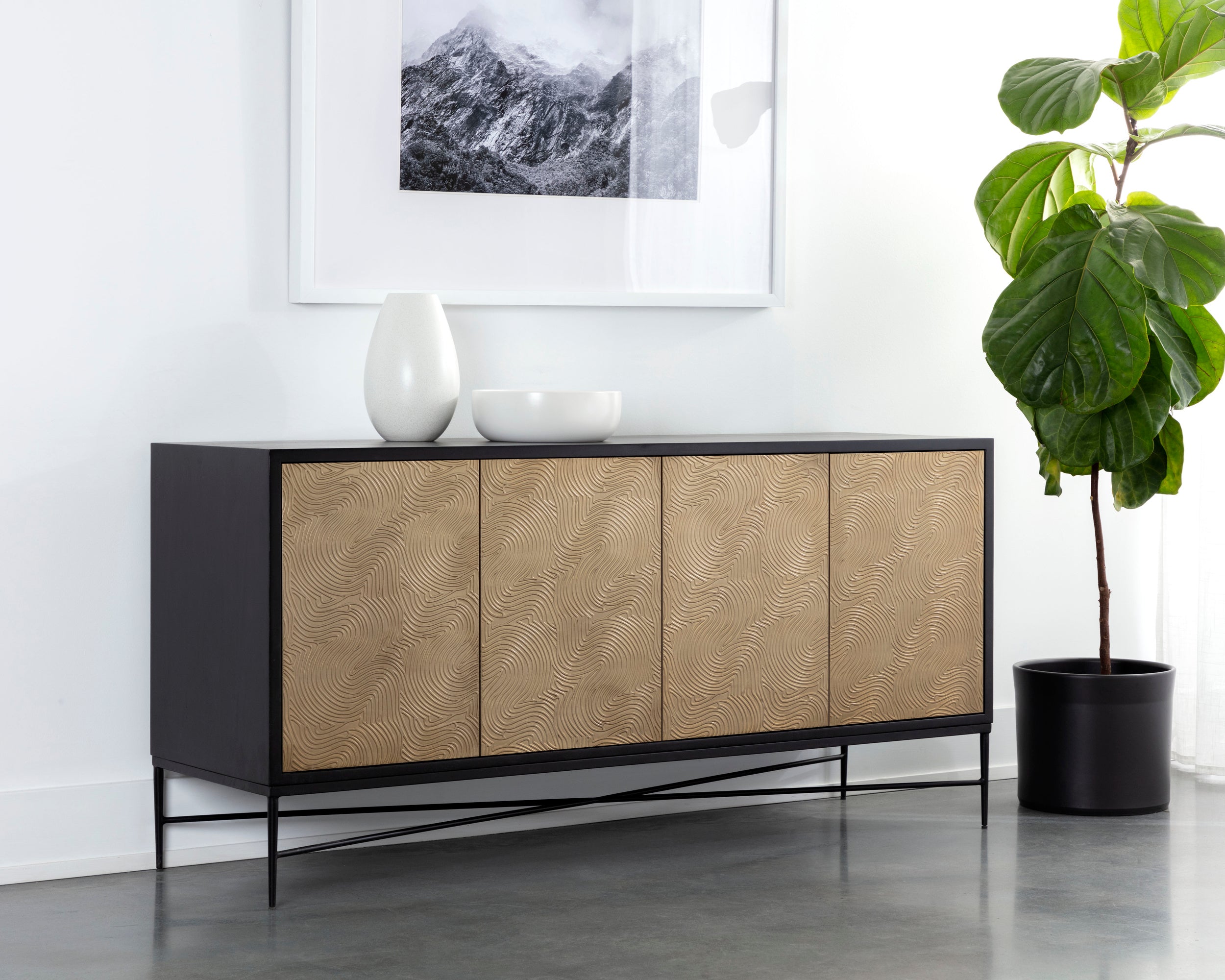 Algarve Sideboard - Black / Champagne Gold