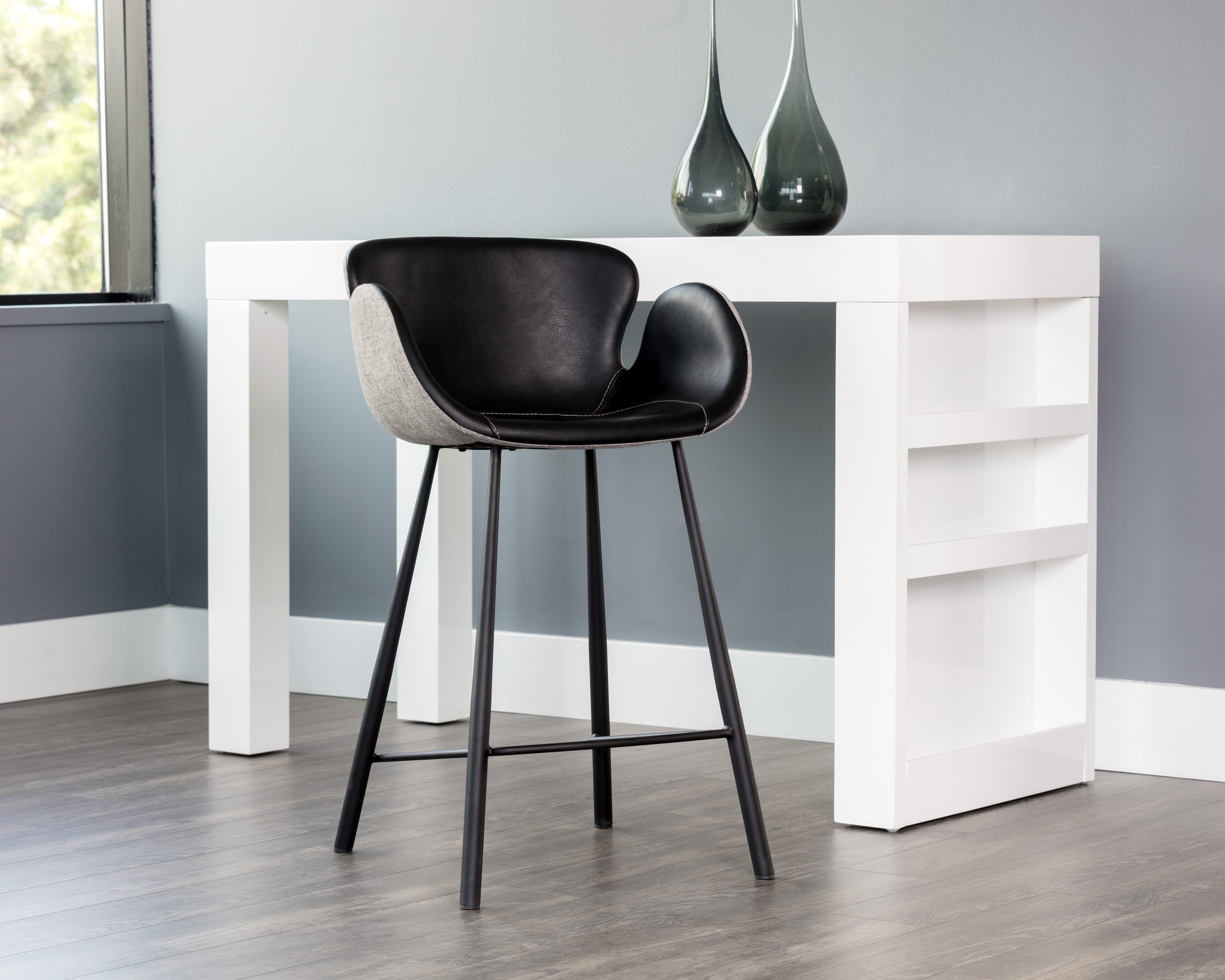 Waldo Counter Stool - Nightfall Black / November Grey