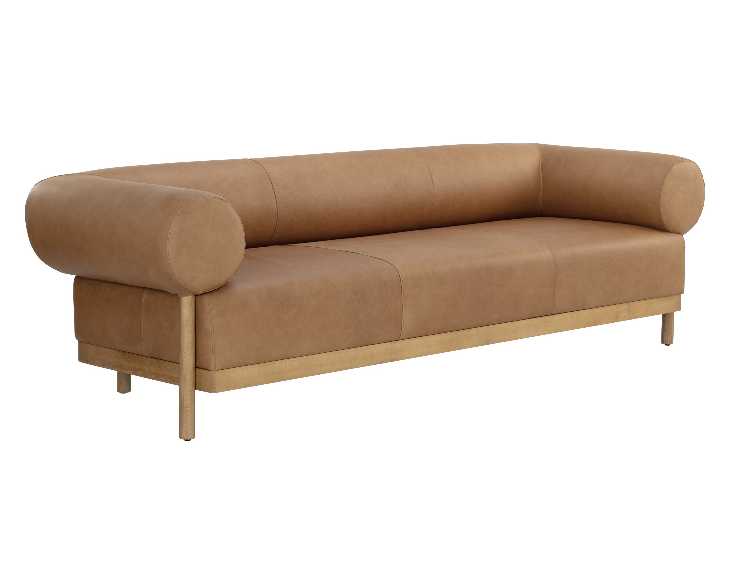 Bromley Sofa - Rustic Oak  Ludlow Sesame Leather