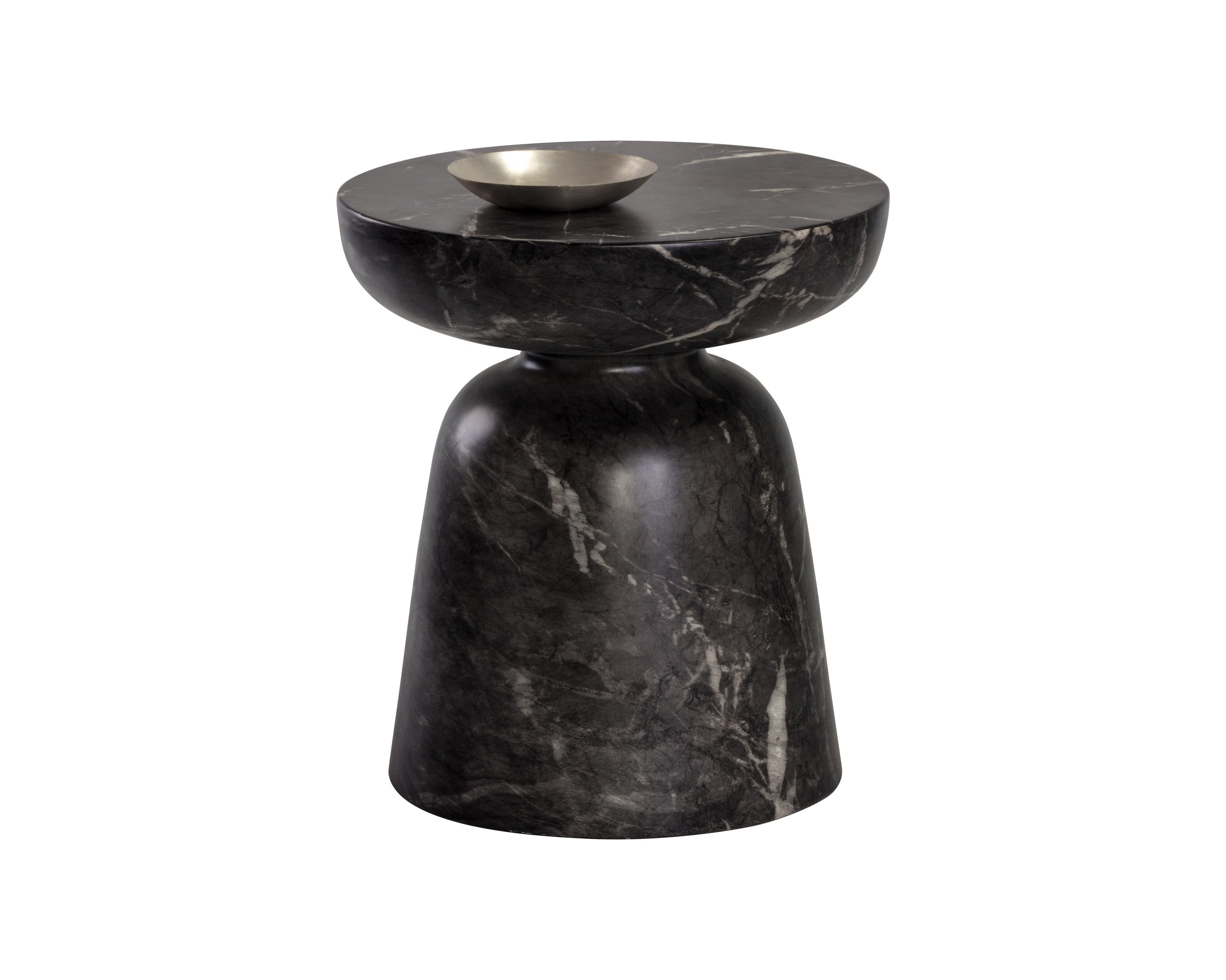 Lucida End Table - Marble Look  Black