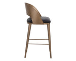 Dezirae Barstool - Antique Brass  Charcoal Black Leather