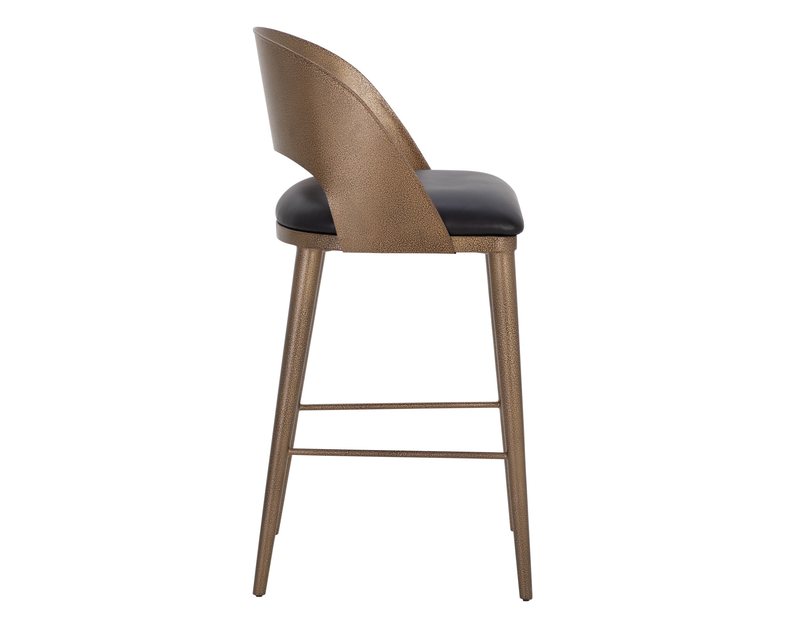 Dezirae Barstool - Antique Brass  Charcoal Black Leather