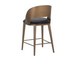 Dezirae Counter Stool - Antique Brass  Charcoal Black Leather