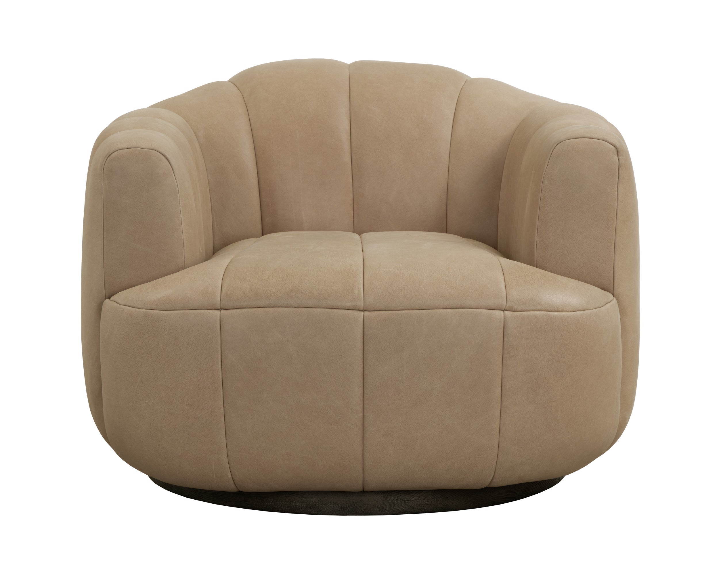 Tadeo Swivel Lounge Chair - Dark Brown  Sahara Sand Leather