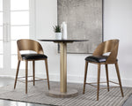 Dezirae Counter Stool - Antique Brass  Charcoal Black Leather