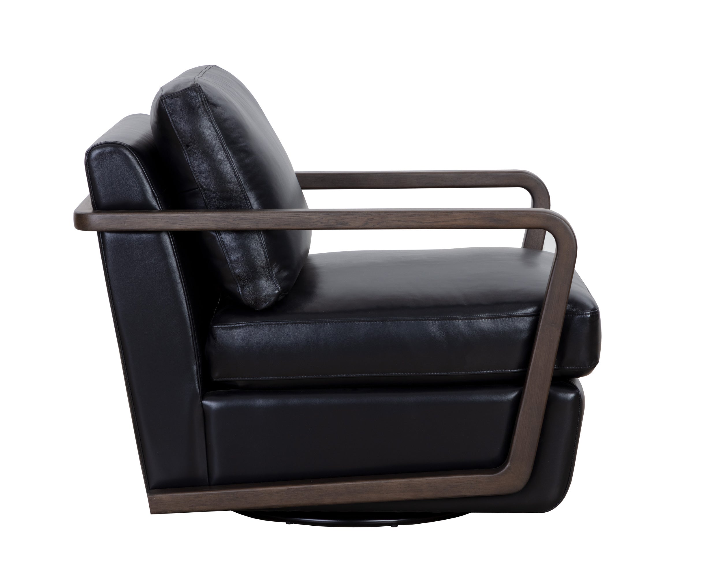 Castell Swivel Lounge Chair - Brown  Cortina Black Leather