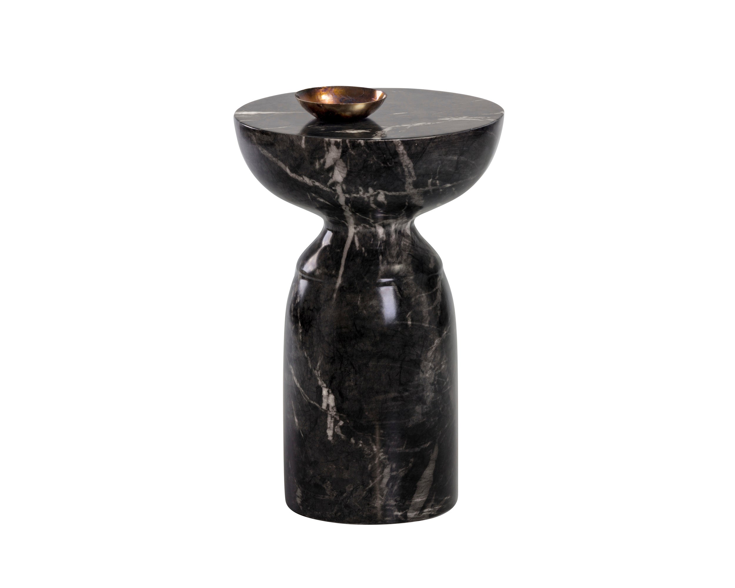 Goya End Table - Marble Look  Black