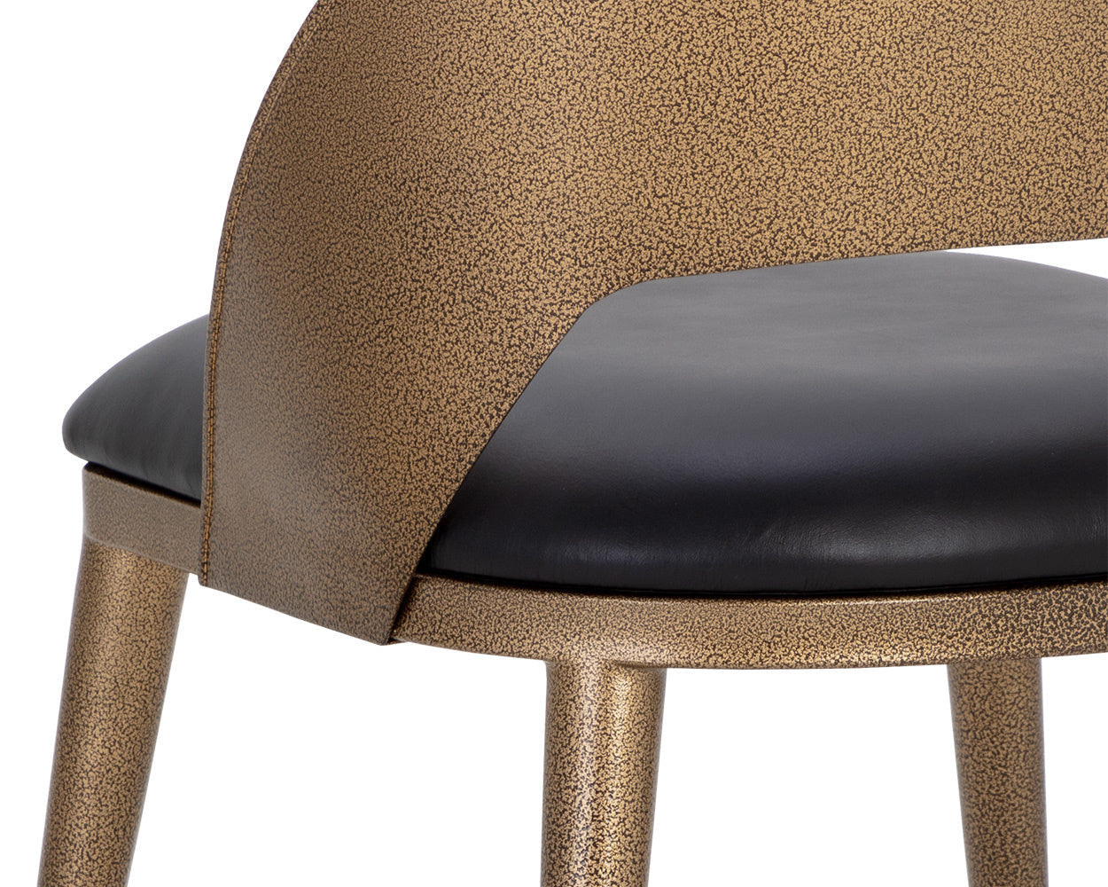 Dezirae Dining Chair - Antique Brass  Charcoal Black Leather