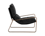 Zancor Lounge Chair - Antique Brass  Charcoal Black Leather