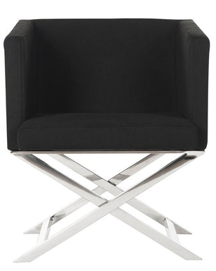 Safavieh Celine Chrome Cross Leg Chair , FOX2033 - Black / Chrome