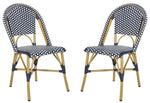 Safavieh Salcha Indoor Outdoor French Bistro Side Chair, FOX5210J - Navy / White / Light Brown