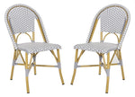 Safavieh Salcha Indoor Outdoor French Bistro Side Chair, FOX5210J - Grey / White / Light Brown