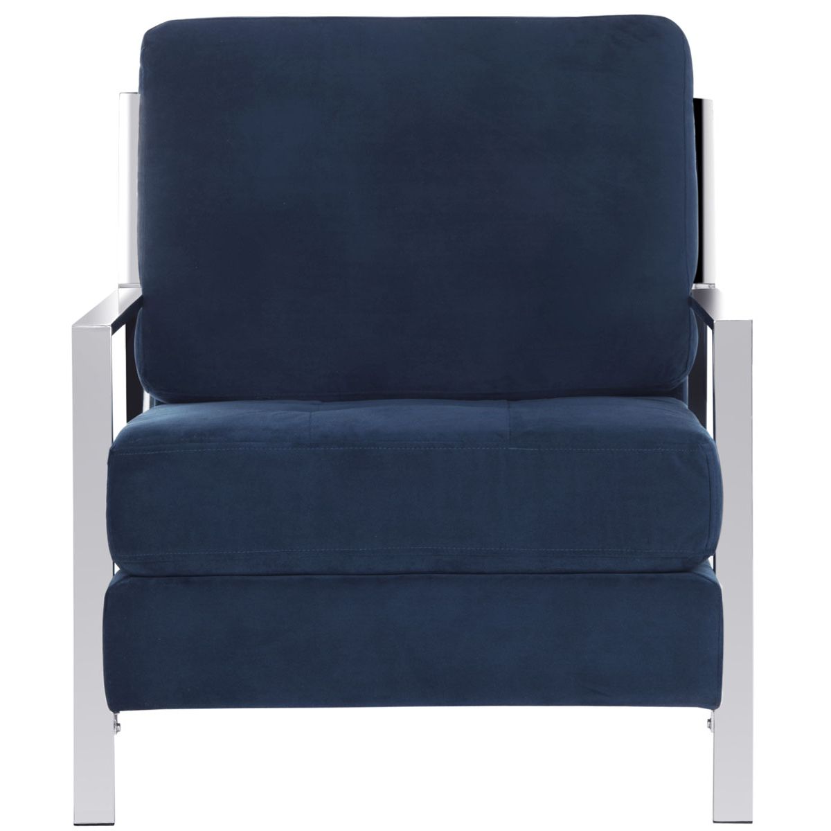 avieh Walden Modern Tufted Linen Chrome Accent Chair , FOX6279 - Navy