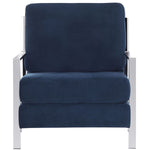 avieh Walden Modern Tufted Linen Chrome Accent Chair , FOX6279 - Navy