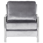 avieh Walden Modern Tufted Linen Chrome Accent Chair , FOX6279 - Light Grey