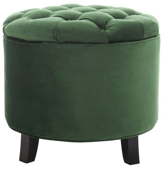 Safavieh Amelia Tufted Storage Ottoman, HUD8220 - Emerald