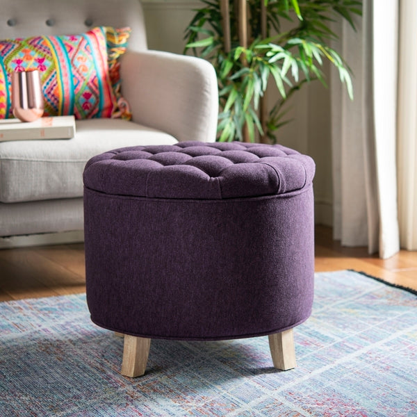 Safavieh Amelia Tufted Storage Ottoman, HUD8220 - Plum