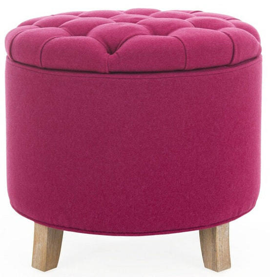 Safavieh Amelia Tufted Storage Ottoman, HUD8220 - Berry