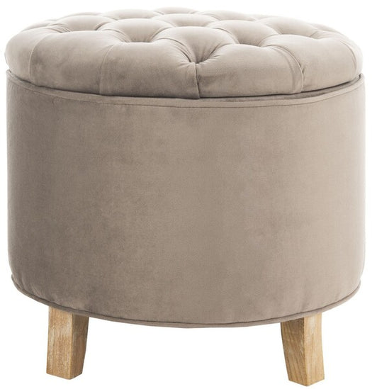 Safavieh Amelia Tufted Storage Ottoman, HUD8220 - Mushroom