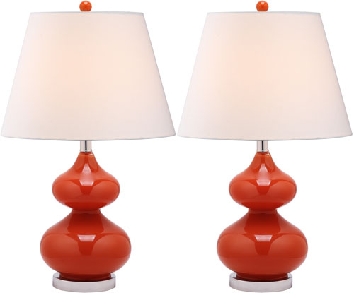 Safavieh Eva 24 Inch H Double Gourd Glass Lamp, LIT4086 - Blood Orange