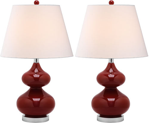 Safavieh Eva 24 Inch H Double Gourd Glass Lamp, LIT4086 - Red