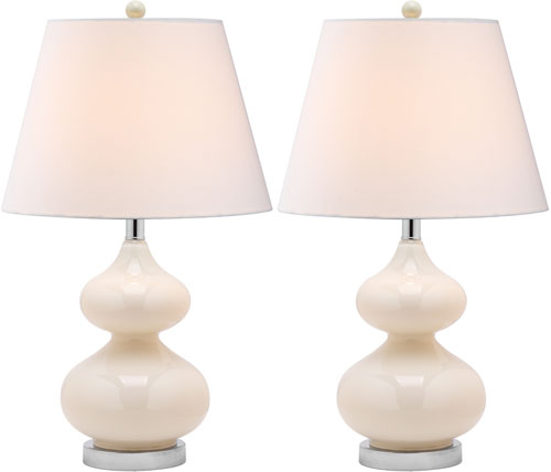 Safavieh Eva 24 Inch H Double Gourd Glass Lamp, LIT4086 - Pearl