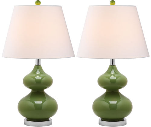 Safavieh Eva 24 Inch H Double Gourd Glass Lamp, LIT4086 - Green