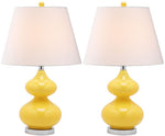 Safavieh Eva 24 Inch H Double Gourd Glass Lamp, LIT4086 - Yellow