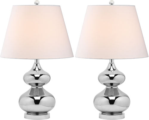 Safavieh Eva 24 Inch H Double Gourd Glass Lamp, LIT4086 - Silver