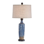 Home Decor Table Lamp With Textured Ceramic Base - Blue